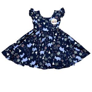Dot Dot Smile Girls Size 2T Blue Polar Bear Empire Flutter Twirl Dress‎ NWT